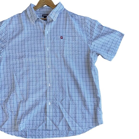 90s Tony Hawk Skater Grunge Shirt Mens XL Baby Blue White Plaid Short Sleeve - Picture 3 of 15